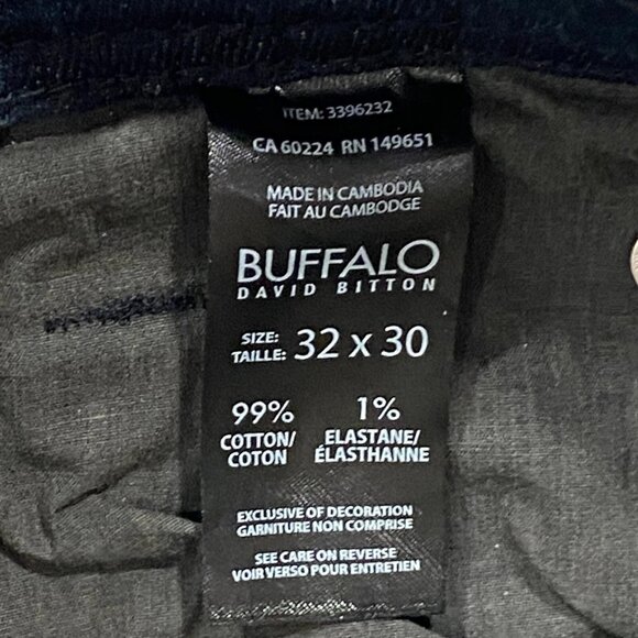 Buffalo David Bitton Jack Jeans Mens 32 x 30 Slim Fit Straight Dark Wash Denim - Picture 11 of 12